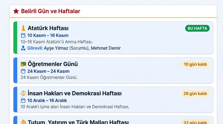 Belirli Gün ve Haftalar