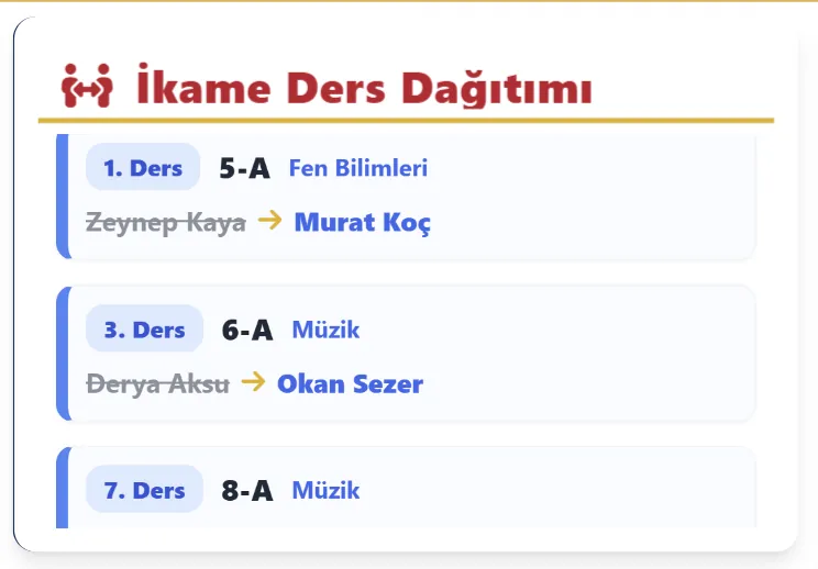 İkame Ders Dağıtımı